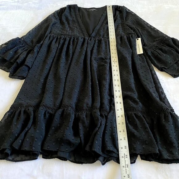 NWT | Olivaceous | V Neck Sheer Baby Doll Dress | Black | Size: Small - Picture 11 of 11